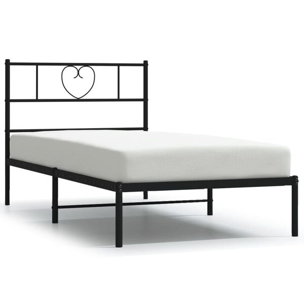 vidaXL Cadre de lit m&eacute;tal sans matelas avec t&ecirc;te de lit noir 80x200 cm