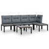 vidaXL Salon de jardin 6 pcs noir et gris r&eacute;sine tress&eacute;e