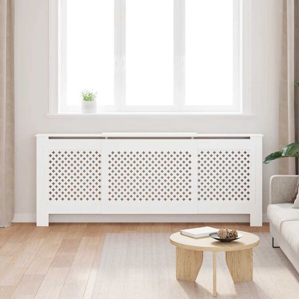 vidaXL Cache-radiateur MDF Blanc 205 cm