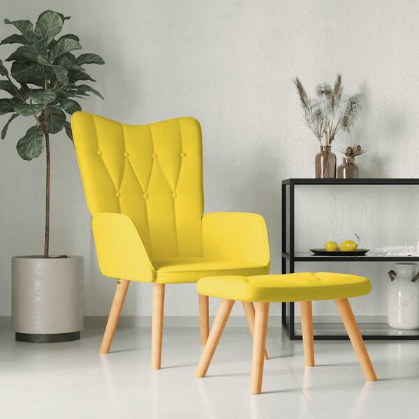 vidaXL Chaise de relaxation avec tabouret Jaune moutarde Tissu