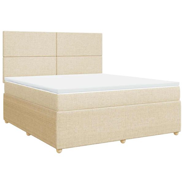 vidaXL Sommier &agrave; lattes de lit avec matelas Cr&egrave;me 180x200 cm Tissu