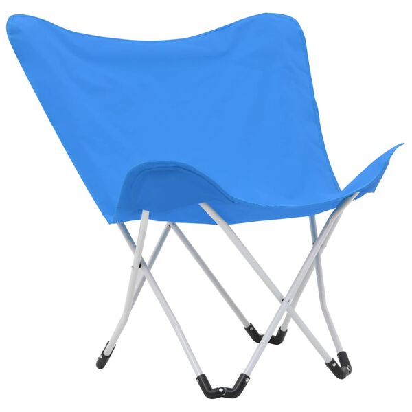 vidaXL Chaise de camping pliable Forme de papillon lot de 2 Bleu