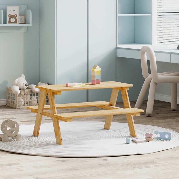 vidaXL Table avec bancs pour enfants IRUN 90x79,5x50 cm bois massif