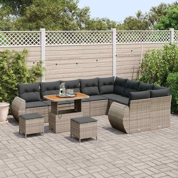 vidaXL Ensemble de canap&eacute; de jardin 12 pcs Gris polyrotin