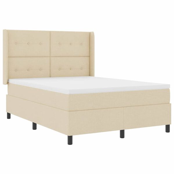 vidaXL Lit &agrave; ressorts avec matelas Cr&egrave;me 200 x 140 cm tissu