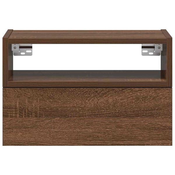 vidaXL Table de chevet murale ch&ecirc;ne marron 45x26x28,5 cm