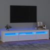 vidaXL Meuble TV avec lumières LED Blanc 195x35x40 cm