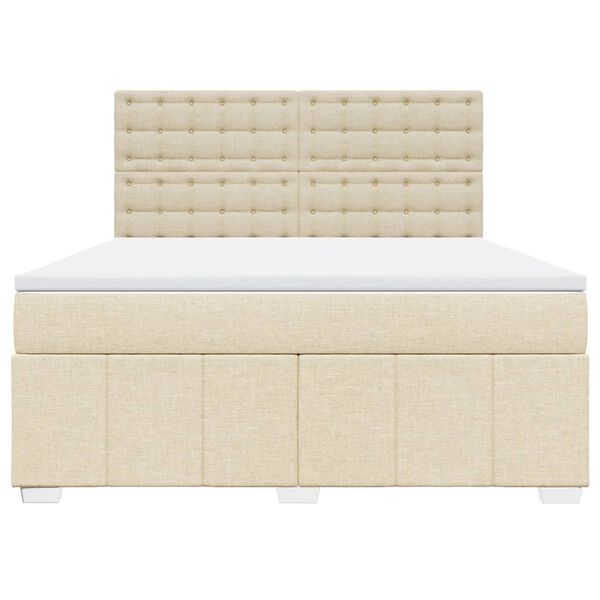 vidaXL Sommier &agrave; lattes de lit avec matelas Cr&egrave;me 180x200 cm Tissu