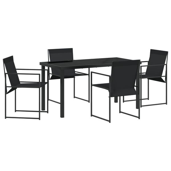 vidaXL Ensemble de salle à manger pour jardin 5 pcs Noir