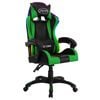 vidaXL Fauteuil de jeux vidéo avec LED RVB Vert et noir Similicuir