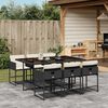 vidaXL Ensemble &agrave; manger de jardin coussins 7pcs Noir R&eacute;sine tress&eacute;e
