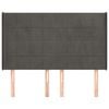 vidaXL T&ecirc;te de lit avec oreilles Gris fonc&eacute; 147x16x118/128 cm Velours