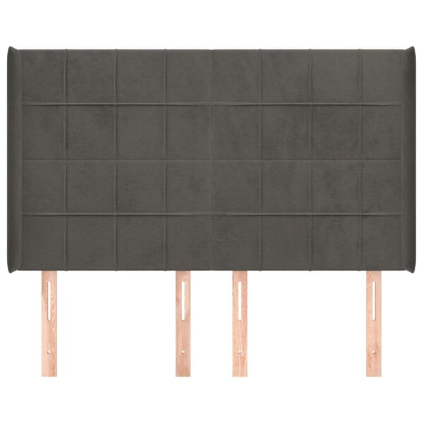 vidaXL T&ecirc;te de lit avec oreilles Gris fonc&eacute; 147x16x118/128 cm Velours