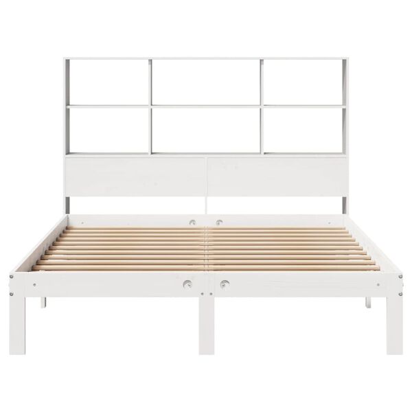 vidaXL Lit bibliothèque sans matelas blanc 140x190 cm bois pin massif