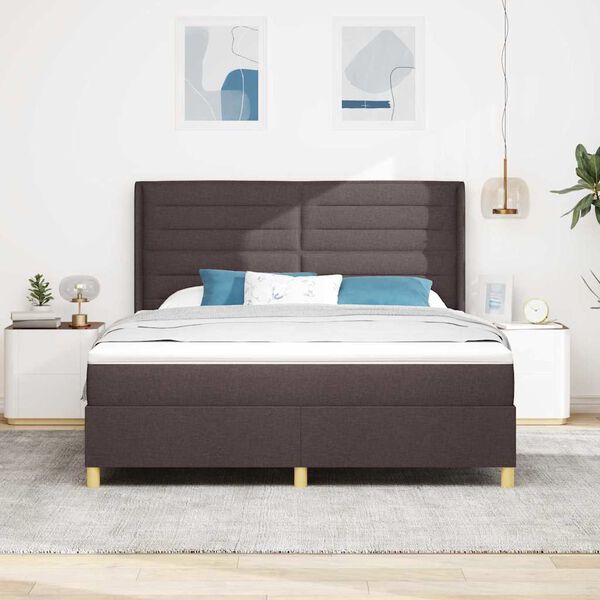 vidaXL Lit &agrave; ressorts avec matelas Marron 140 x 200 cm tissu