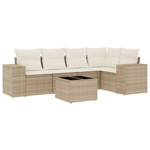 vidaXL Salon de jardin avec coussins 6 pcs beige r&eacute;sine tress&eacute;e