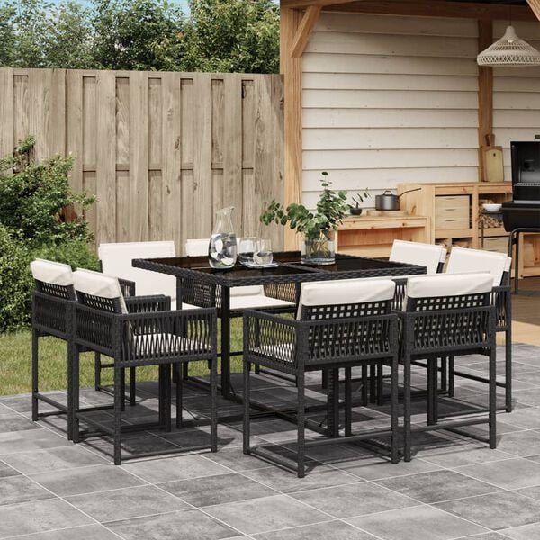 vidaXL Ensemble à manger de jardin et coussins 9 pcs mélange beige