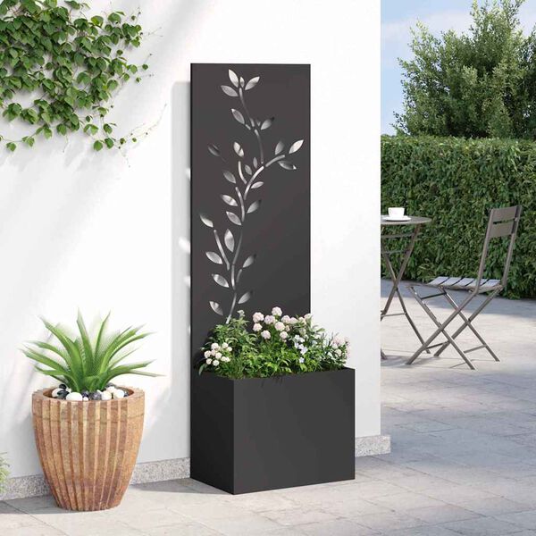 vidaXL &Eacute;cran de confidentialit&eacute; de jardin Floral Noir 50 x 140 cm