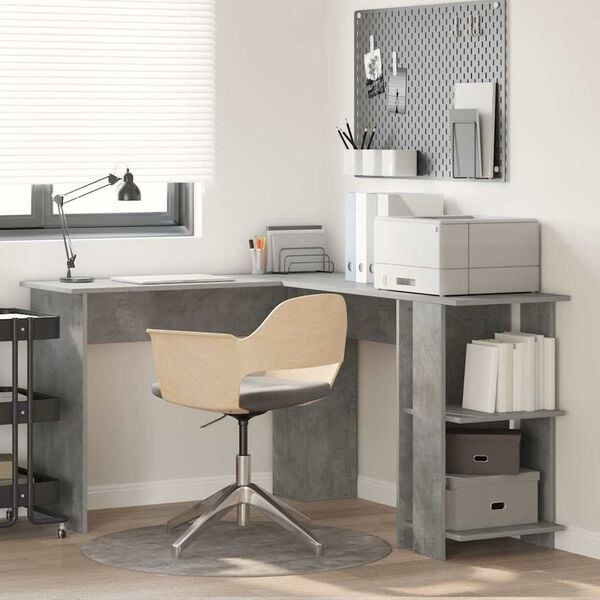 vidaXL Bureau d'angle Gris béton 140 x 113,5 x 75 cm Bois d'ingénierie