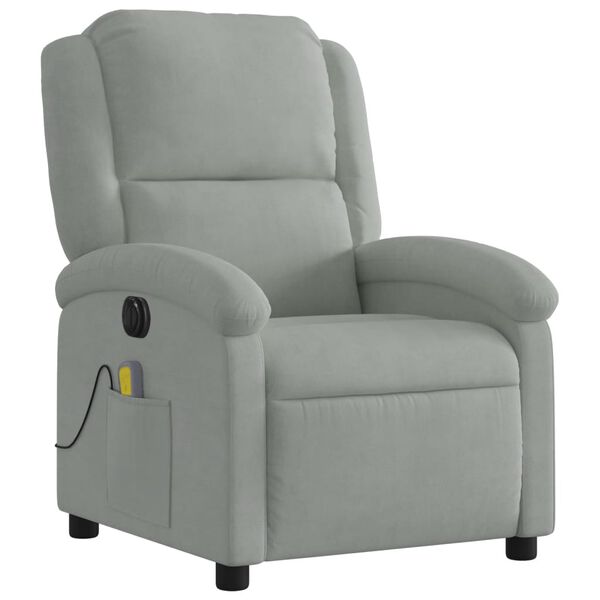 vidaXL Fauteuil inclinable électrique de massage gris clair velours