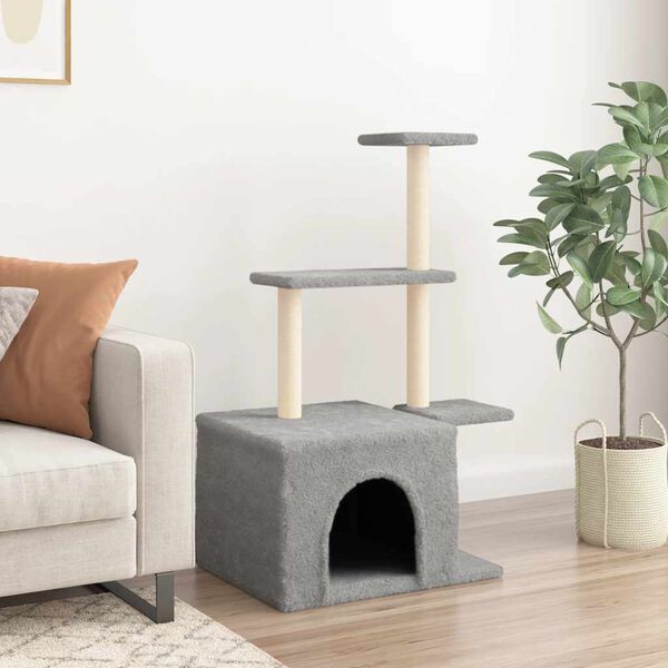 vidaXL Arbre &agrave; chat avec griffoirs en sisal gris clair 110 cm