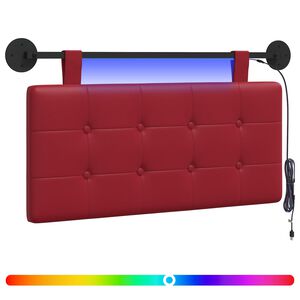 vidaXL T&ecirc;te de lit suspendue Avec lumi&egrave;re LED Bordeaux Simili cuir