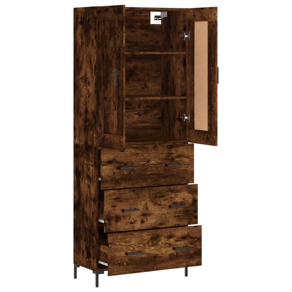 vidaXL Buffet haut Ch&ecirc;ne fum&eacute; 69,5x34x180 cm Bois d'ing&eacute;nierie