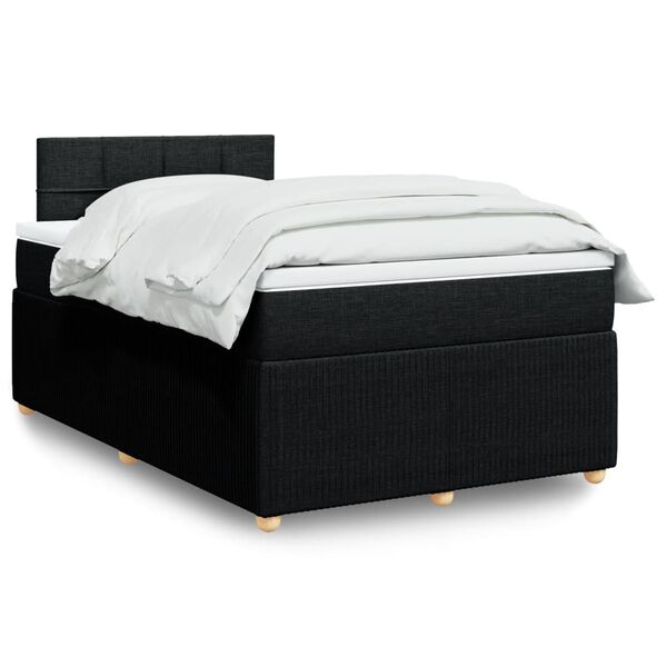 vidaXL Sommier &agrave; lattes de lit avec matelas Noir 120x200 cm Tissu