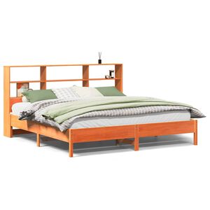 vidaXL Lit biblioth&egrave;que sans matelas cire marron 200x200 cm pin massif