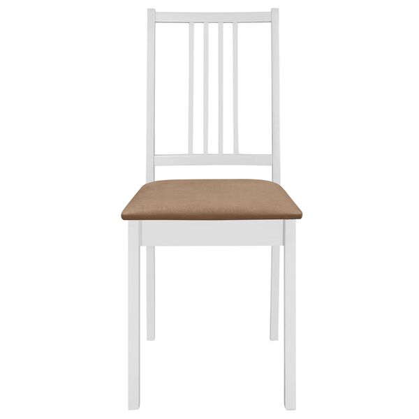 vidaXL Chaises &agrave; manger avec coussins lot de 4 blanc bois solide
