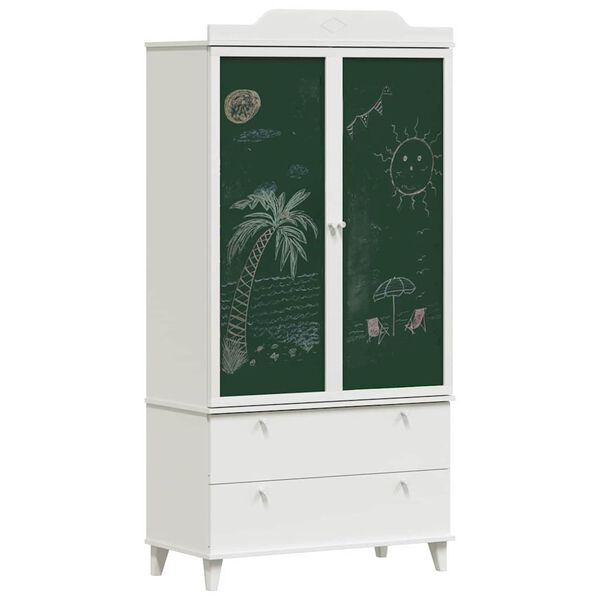 vidaXL Armoire Tableau Noir avec tiroir ROROS Blanc 90 x 45 x 180 cm