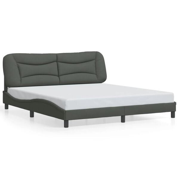 vidaXL Cadre de lit sans matelas Hvar gris foncé 180x200 cm tissu