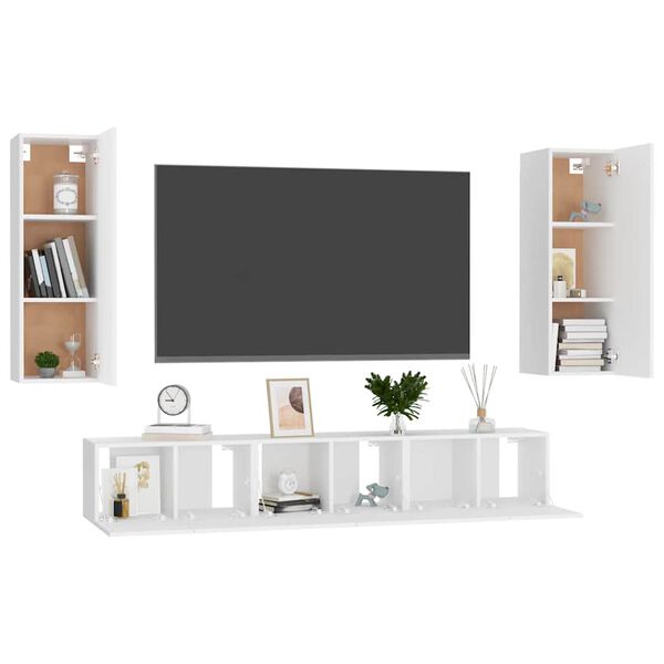 vidaXL Ensemble de meubles TV 5 pcs Blanc Bois d'ing&eacute;nierie