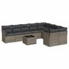vidaXL Salon de jardin avec coussins 10 pcs gris r&eacute;sine tress&eacute;e