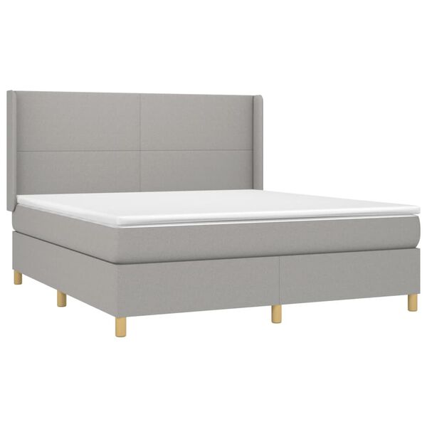 vidaXL Sommier &agrave; lattes de lit matelas LED Gris clair 180x200 cm Tissu