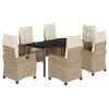 vidaXL Ensemble &agrave; manger de jardin et coussins 7 pcs beige poly rotin