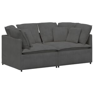 vidaXL Canap&eacute; modulable avec coussins velours c&ocirc;tel&eacute; gris fonc&eacute;