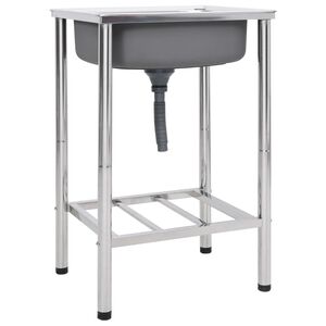 vidaXL &Eacute;vier de camping Seul lavabo Acier inoxydable