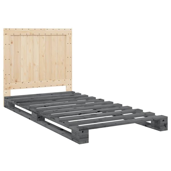 vidaXL Cadre de lit sans matelas gris 100x200 cm bois massif de pin