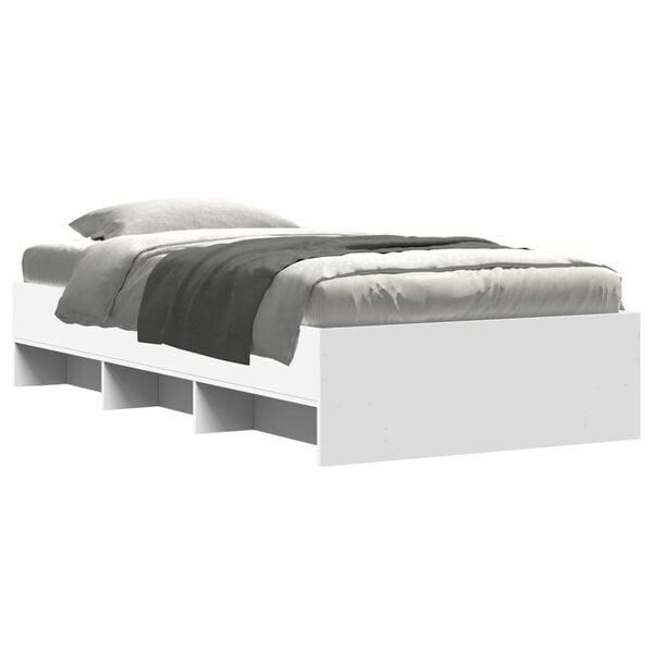 vidaXL Cadre de lit sans matelas blanc 100x200 cm bois d'ingénierie
