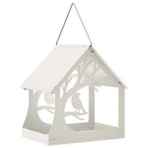 vidaXL Mangeoire &agrave; oiseaux suspendue Acier Blanc