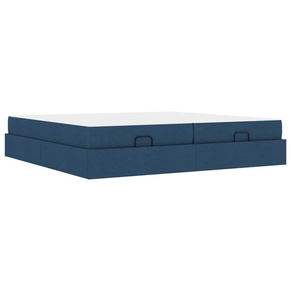 vidaXL Cadre de lit avec matelas avec matelas 2 pcs Bleu tissu