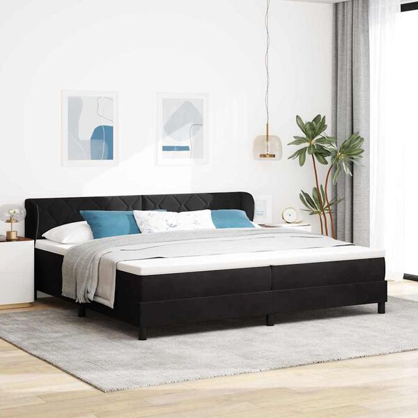vidaXL Lit &agrave; ressorts avec matelas Noir 200 x 200 cm Velours