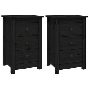 vidaXL Tables de chevet 2 pcs Noir 40x35x61,5 cm Bois de pin massif