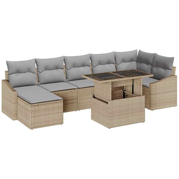 vidaXL Ensemble de canap&eacute; de jardin 8 pcs Beige et Gris clair