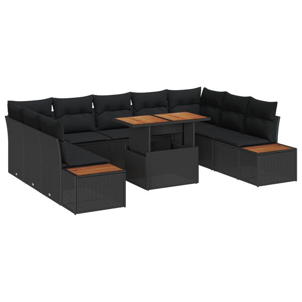 vidaXL Ensemble de salle &agrave; manger pour jardin 10 pcs Noir et Marron