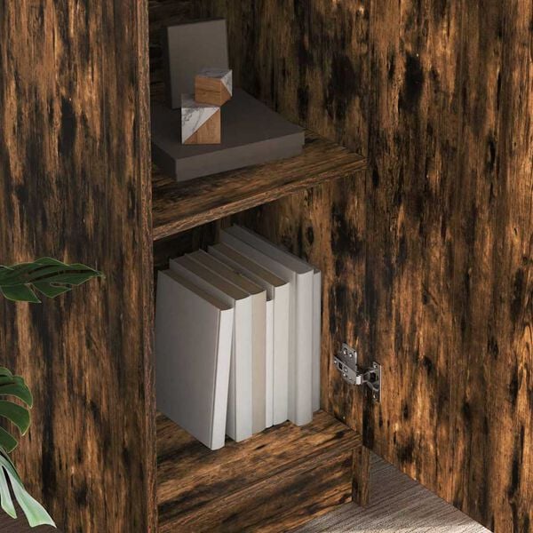 vidaXL Highboard Chêne fumé 35 x 39 x 168 cm Bois d'ingénierie