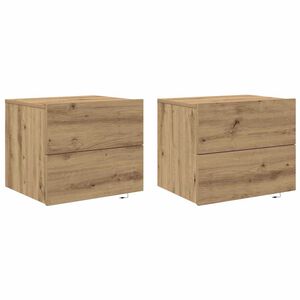 vidaXL Cabinet de chevet 2 pc Ch&ecirc;ne artisanal 50 x 39 x 41 cm