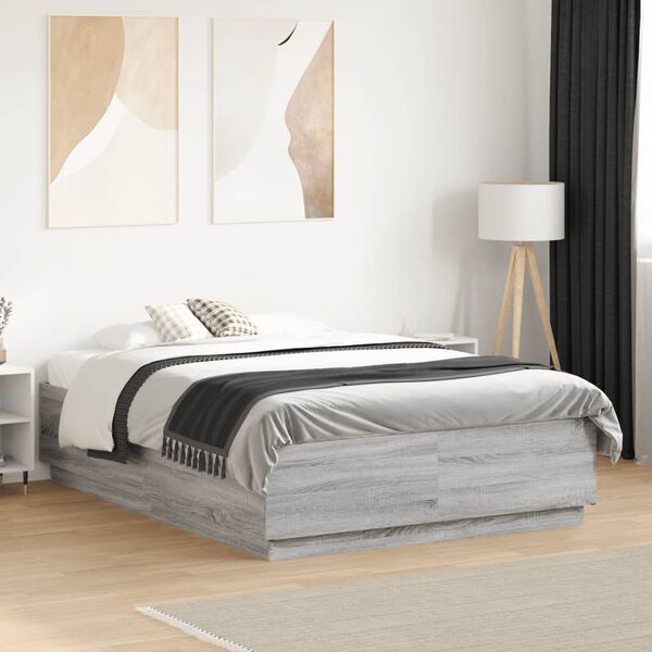 vidaXL Cadre de lit sans matelas sonoma gris 120x190 cm
