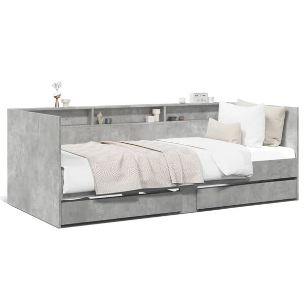 vidaXL Lit de jour avec tiroirs sans matelas gris béton 90x190 cm